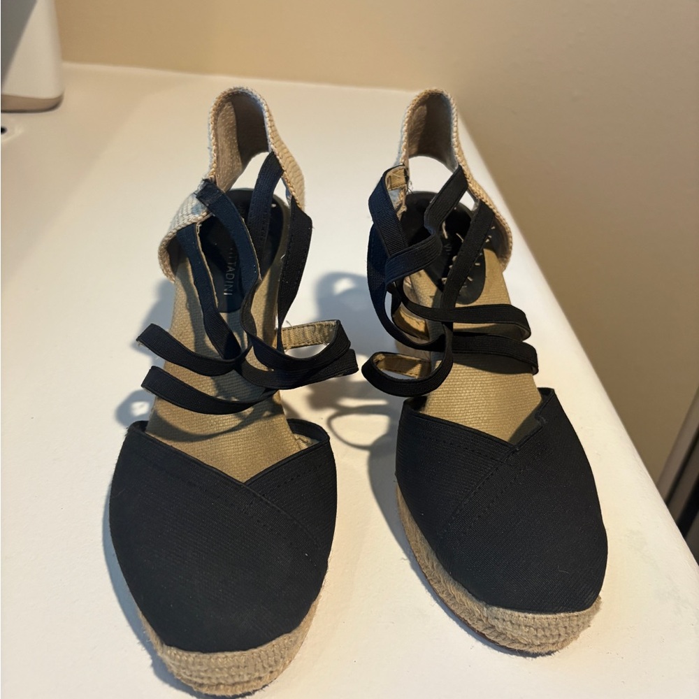 Elegant Black Espadrille Wedges